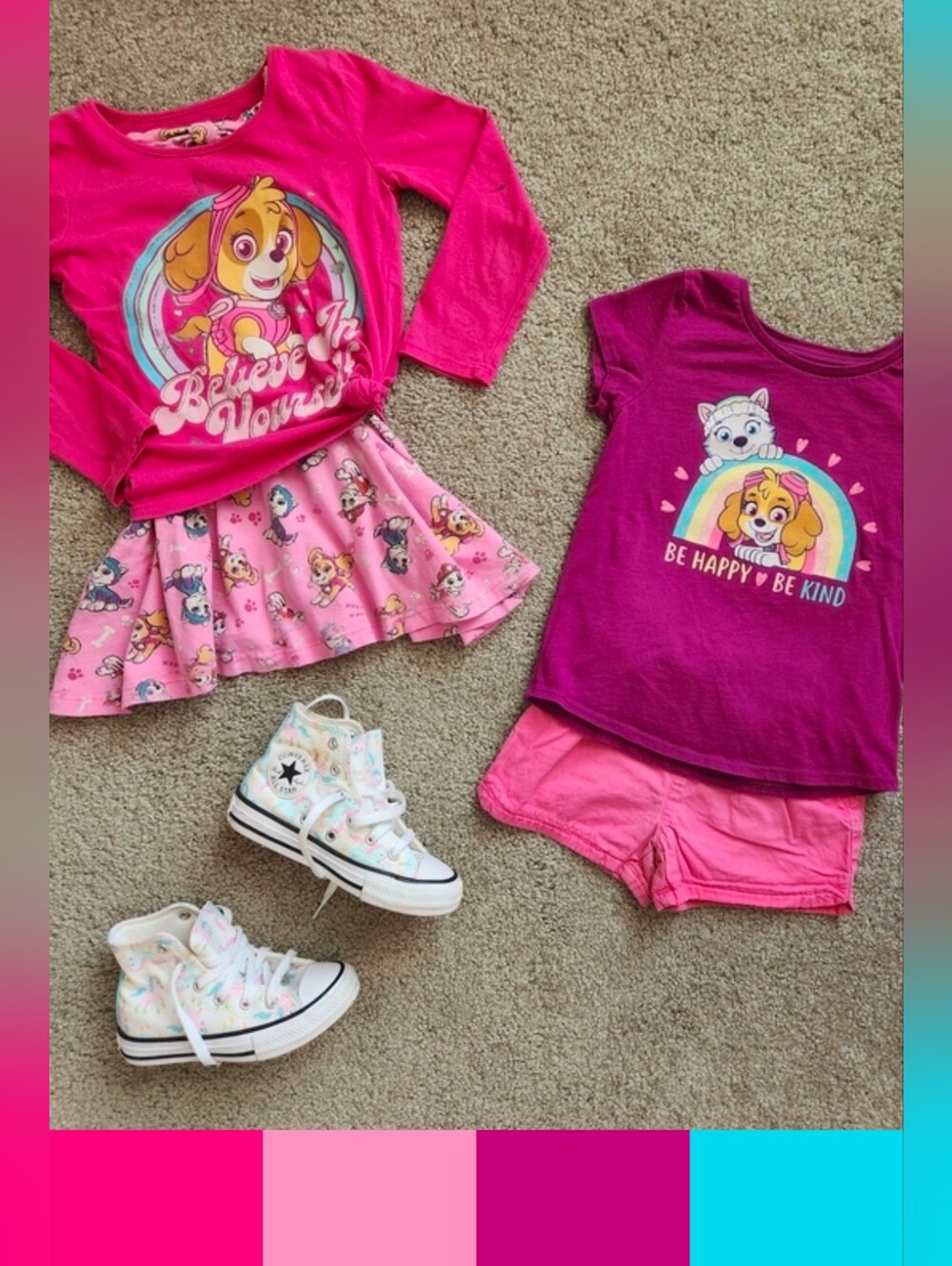 Girls 5T Mix & Match Bundle | Paw Patrol, Pink, Purple, School | 4 Pieces